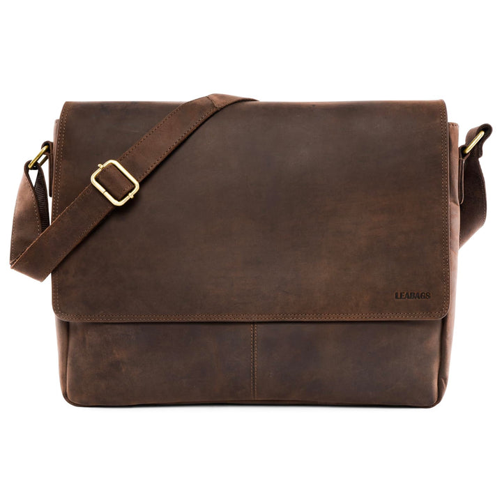 LEABAGS Messenger Bag, Acapulco Echtleder Aktentasche Herren & Damen, Leder Laptoptasche bis 15 Zoll