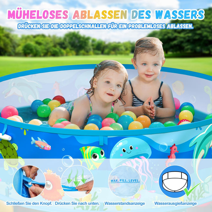 Baby Planschbecken mit Dach, Pop-Up Strandmuschel Baby UV Schutz 50+ mit Aufbewahrungstasche, 4 in 1