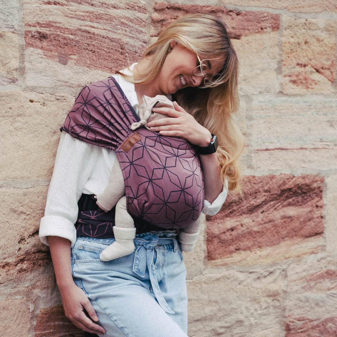 Hoppediz Hop-Tye Advanced - 4-in-1 Babytrage für Neugeborene ab Geburt - Halfbuckle Tragehilfe mit T