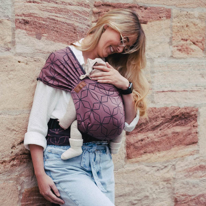 Hoppediz Hop-Tye Advanced - 4-in-1 Babytrage für Neugeborene ab Geburt - Halfbuckle Tragehilfe mit T