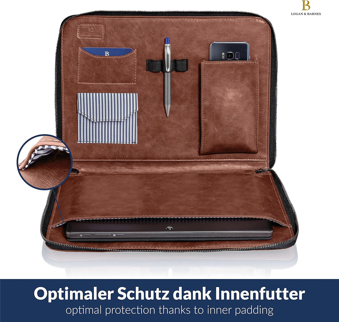 LOGAN & BARNES Laptop Hülle Herren - Elegante Laptop Tasche mit angenehmer Innenpolsterung - schlank