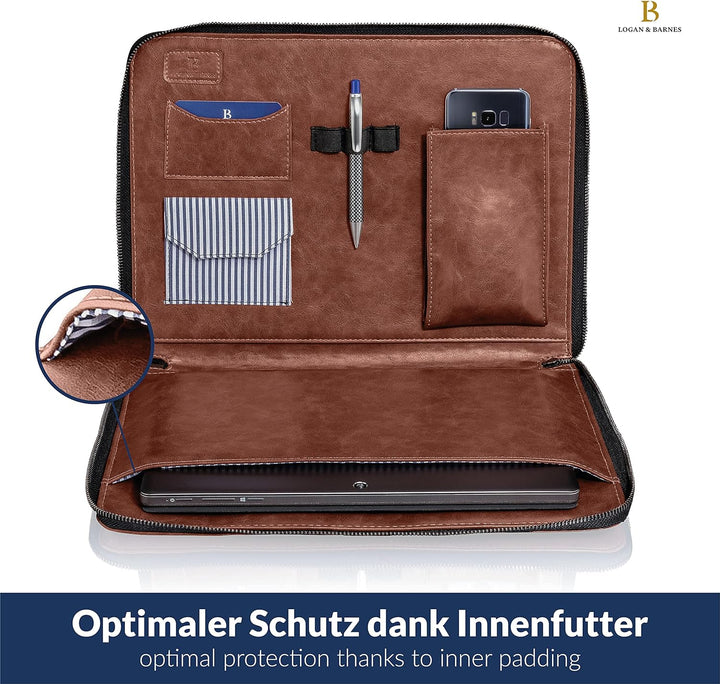LOGAN & BARNES Laptop Hülle Herren - Elegante Laptop Tasche mit angenehmer Innenpolsterung - schlank