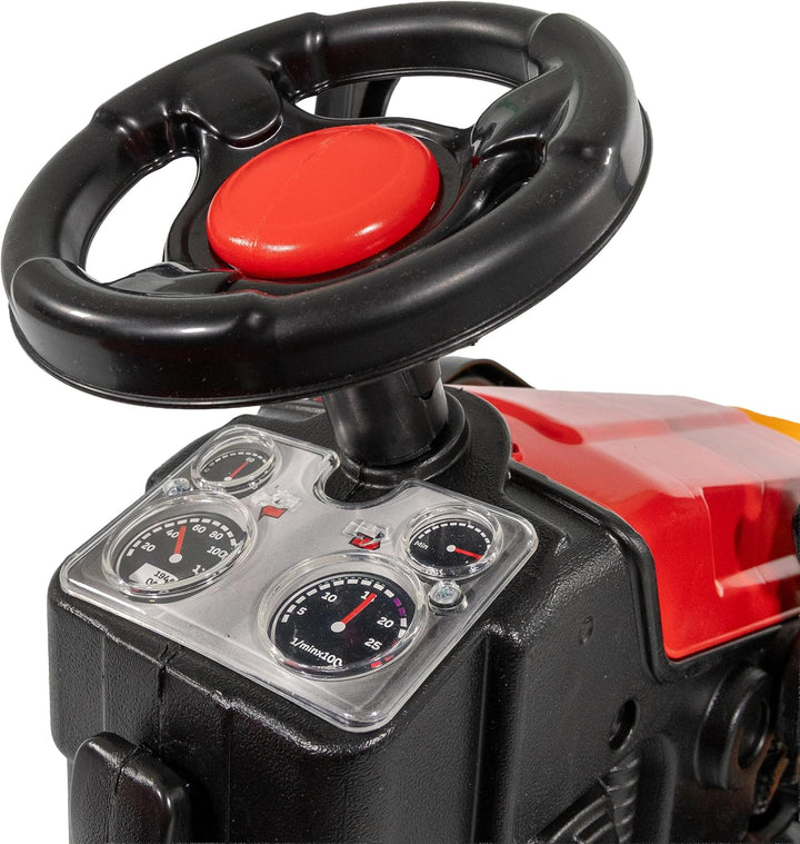 Lemodo Trettraktor rot mit Schaufel, Kindertraktor ab 3 Jahre, Verstellbarer Sitz, innenliegende Ket