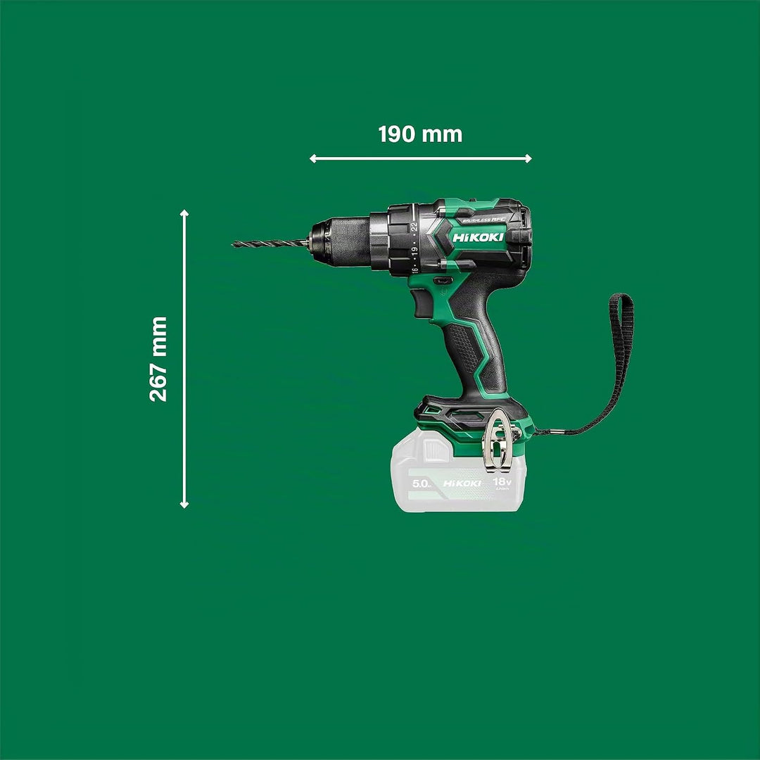 HIKOKI Akku Bohrschrauber DS18DCWPZ, Bohrfutterweite: 1,5-13 mm (18V, 5,0 Ah Li-ion Akku, Max. Festd
