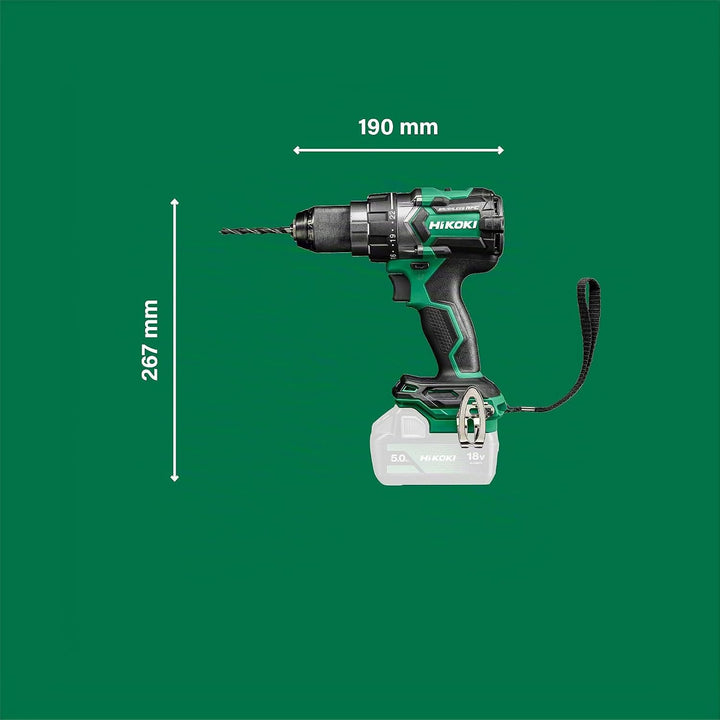 HIKOKI Akku Bohrschrauber DS18DCWPZ, Bohrfutterweite: 1,5-13 mm (18V, 5,0 Ah Li-ion Akku, Max. Festd
