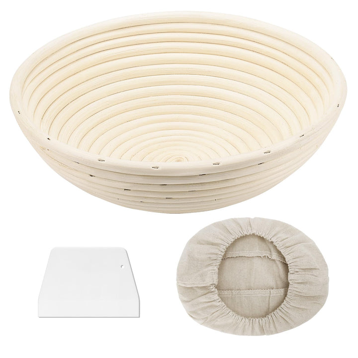 Clheatky Gärkörbchen Rund, ø 23cm, Höhe 8.5 cm Gärkorb Set Aus Natürlichem Peddigrohr Proofing Baske