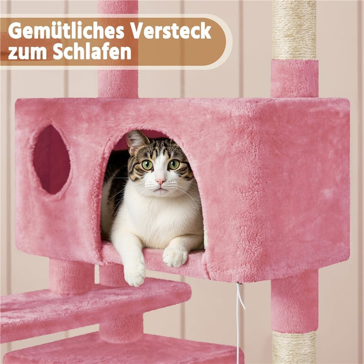 Yaheetech Kratzbaum gross Kletterbaum 158 cm hoch Katzenkratzbaum, Stabiler Katzenbaum mit 3 Plattfo