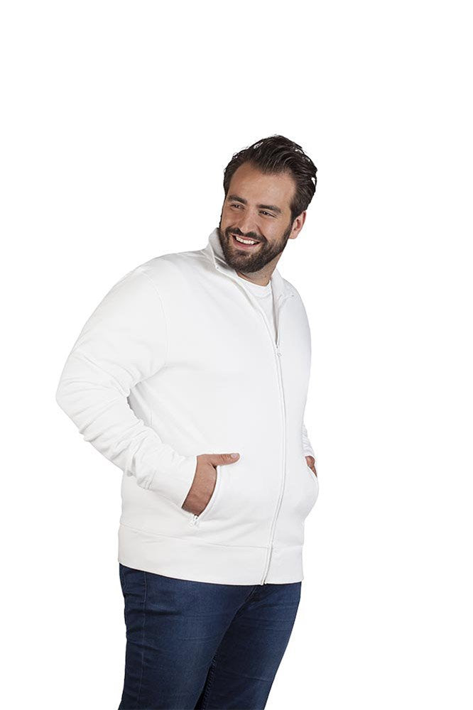 Stehkragen Zip Jacke Plus Size Herren, Weiss, 4XL, Weiß 4XL