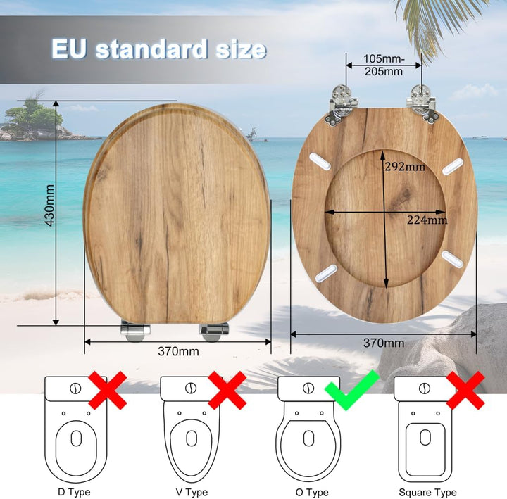 MDF-Toilettensitz mit Soft-Close-Mechanismus, O-förmiger Toilettensitz mit verstellbaren Scharnieren
