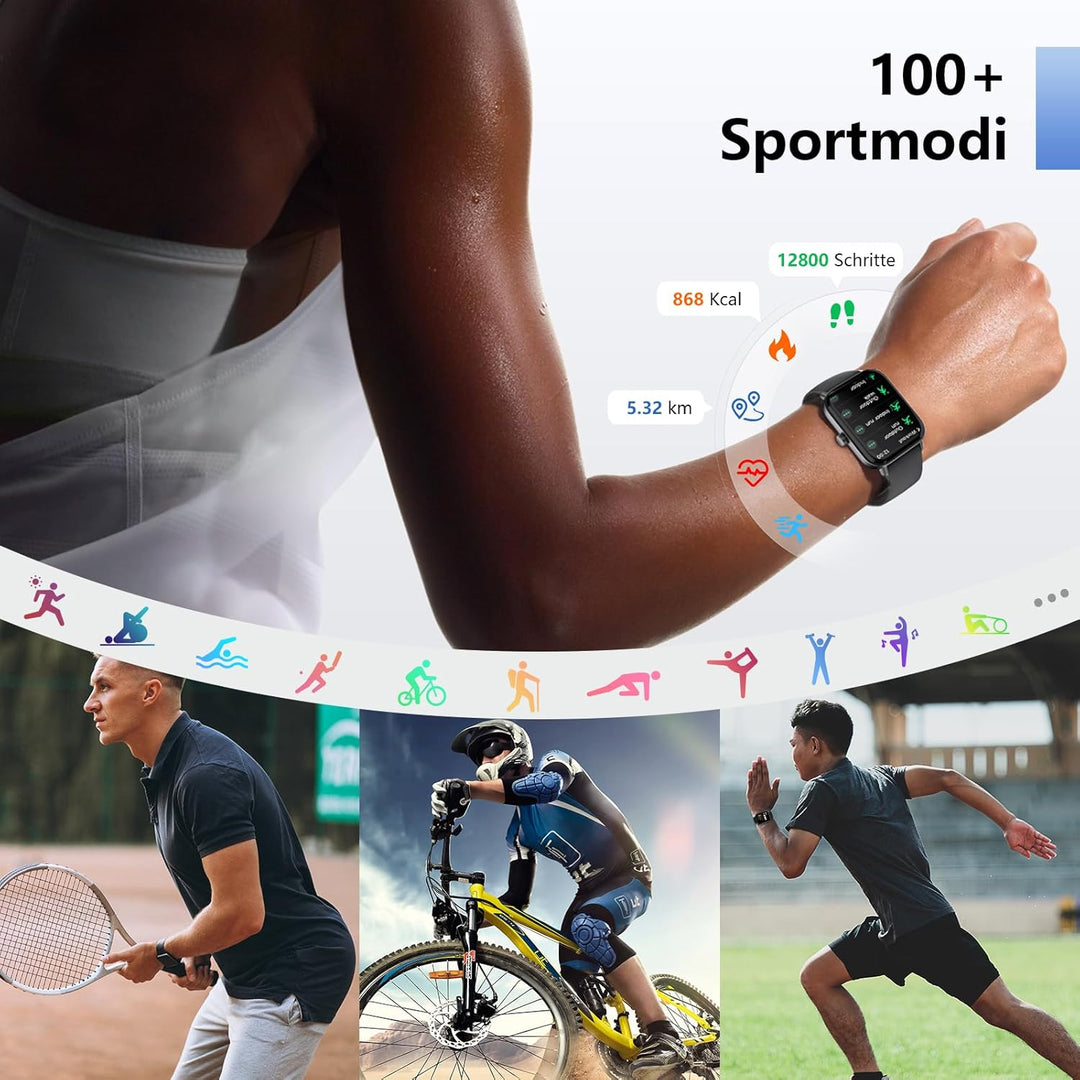 Smartwatch Damen mit Telefonfunktion, Alexa eingebaute 1.8'' Fitnessuhr Damen mit Herzfrequenz, SpO2