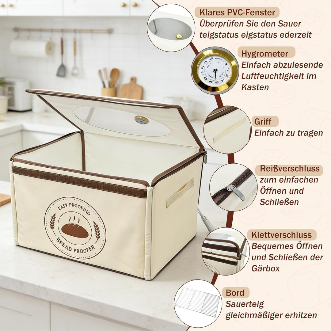 Brot Gärbox Sauerteig, Dreiseitenheizung Gärbox mit Heizung (Temperaturregelungsintervall 1 °C) für