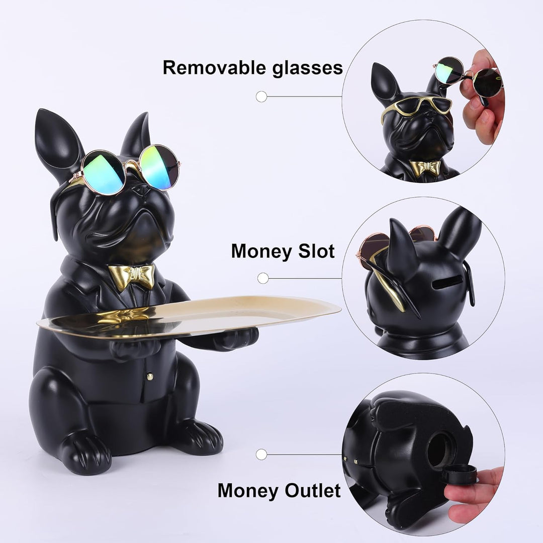 Deko Skulptur Bulldogge, Schlüsselschale Modern Schwarz, Schlüsselablage Flur, Deko Figuren Wohnzimm