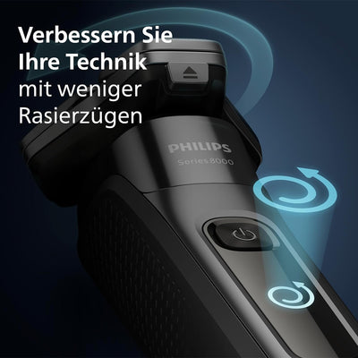 Philips Shaver Series 8000 – Elektrischer Nass- und Trockenrasierer mit SkinIQ Technologie, ausklapp