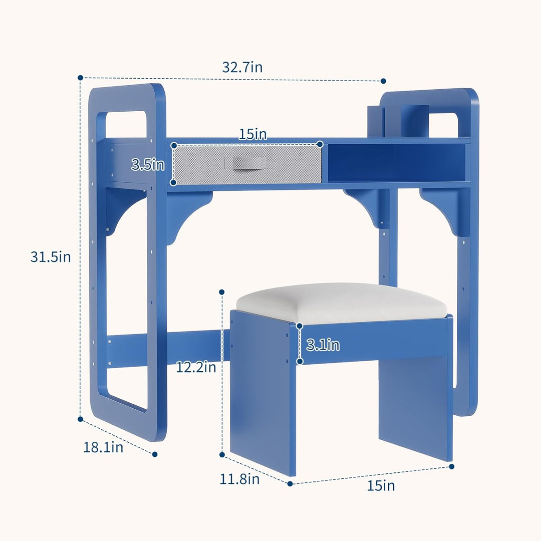 Kinderschreibtisch Mit Stuhl Set, Höhenverstellbarer Kindertisch Mit Stauraum, Ergonomischer MDF Hol