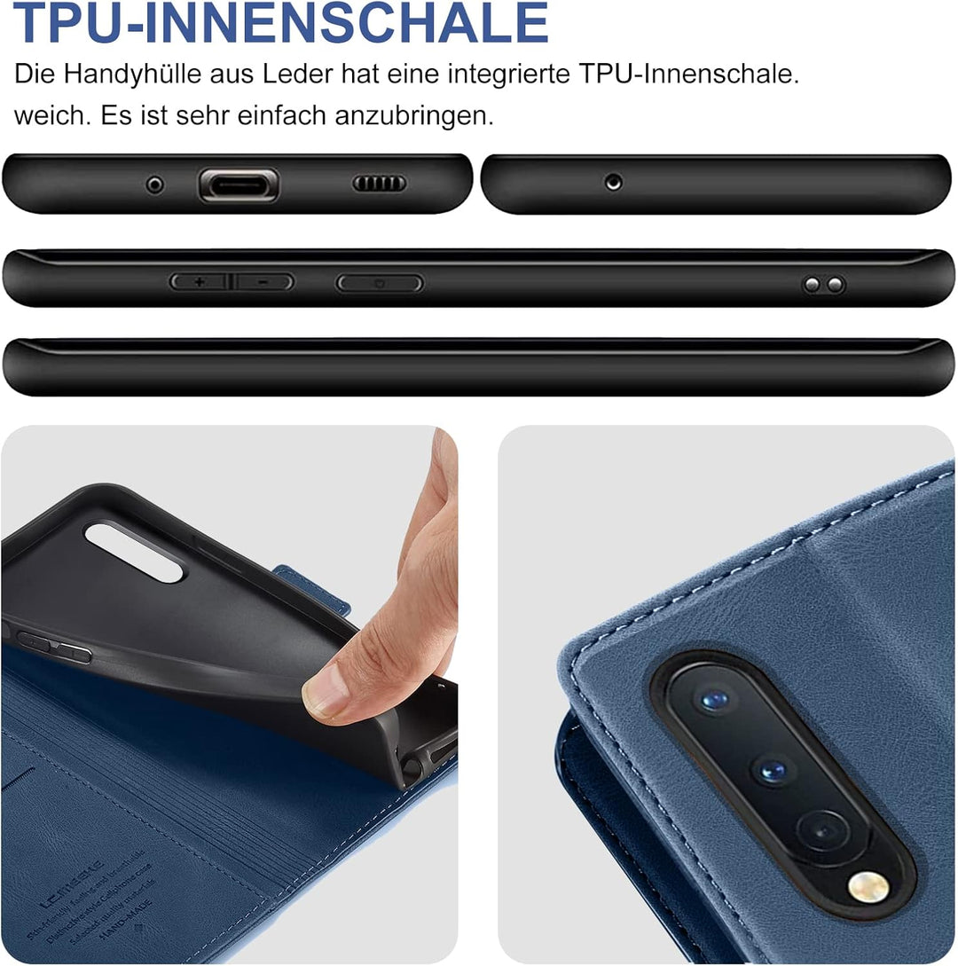 Handyhülle für Samsung Galaxy Z Fold 4 Hülle mit Schutzfolie, Standfunktion Kartenfach Wallet Premiu