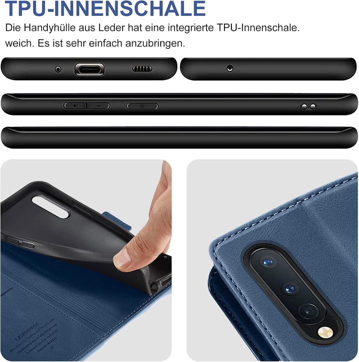Handyhülle für Samsung Galaxy Z Fold 4 Hülle mit Schutzfolie, Standfunktion Kartenfach Wallet Premiu