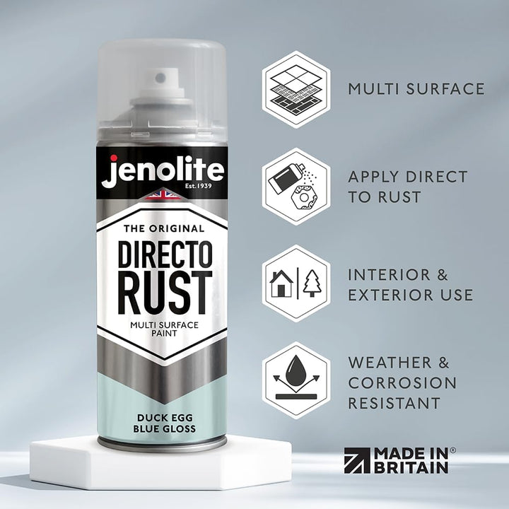 JENOLITE Directorust Glänzende Sprühfarbe | ENTENEI BLAU | 3x400ml | Spraydosen Sprühfarbe DIY | Meh