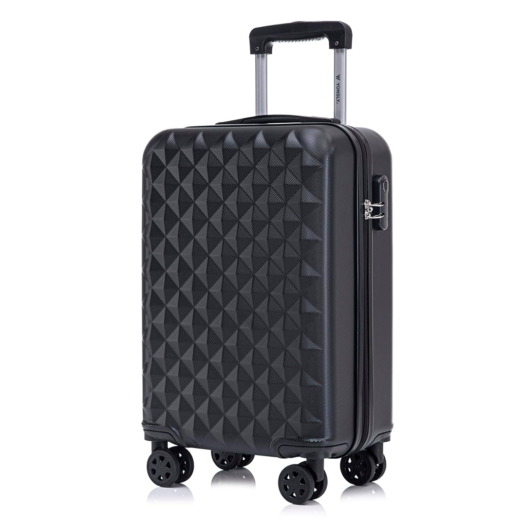 Koffer Suitcase M Schwarz, Trolley Reisekoffer, Kabinenkoffer Rollkoffer Handgepäck mit 4 Rollen 360