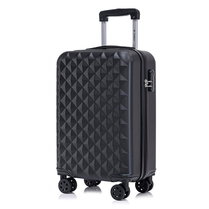 Koffer Suitcase M Schwarz, Trolley Reisekoffer, Kabinenkoffer Rollkoffer Handgepäck mit 4 Rollen 360
