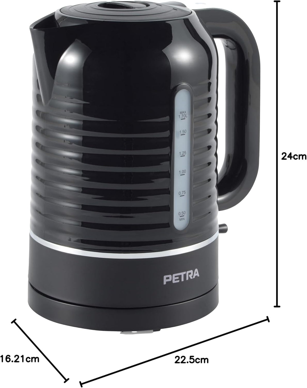 Petra PT5572BLKVDE Elektrischer 1.7L Wasserkocher – 3000W Schnellkochen, Wasserstandsanzeige, Antika