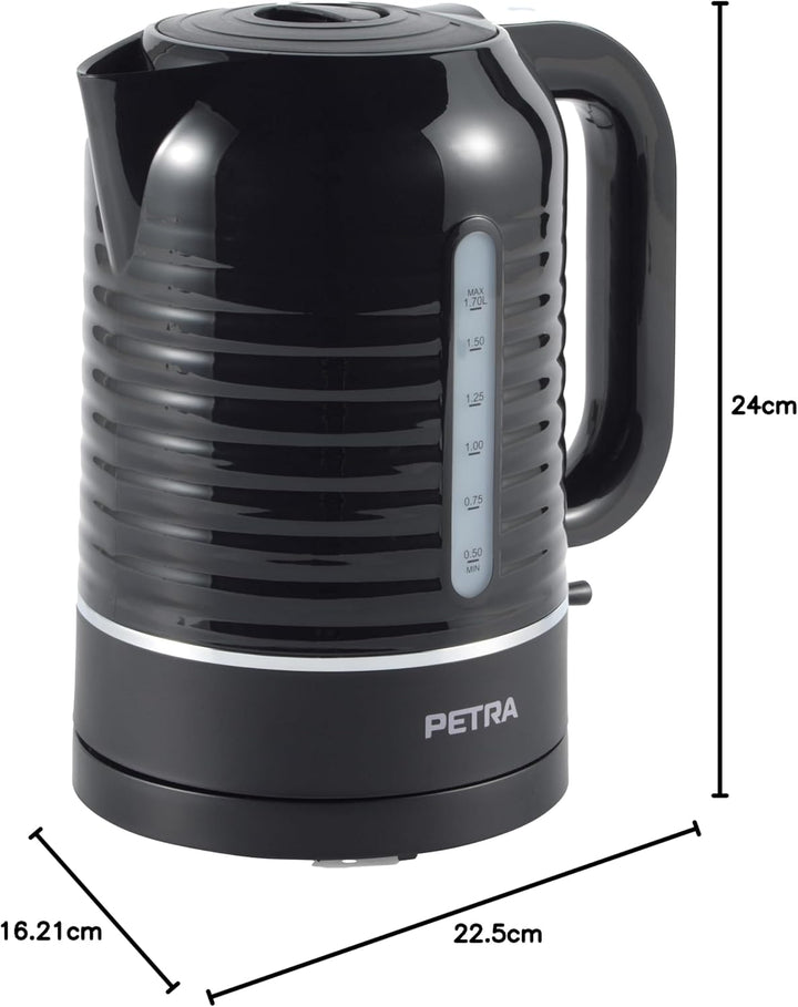 Petra PT5572BLKVDE Elektrischer 1.7L Wasserkocher – 3000W Schnellkochen, Wasserstandsanzeige, Antika