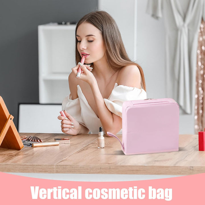 Reise-Kosmetiktasche, parallele Make-up-Tasche, grosse Kapazität, Organizer mit Fächern, wasserdicht