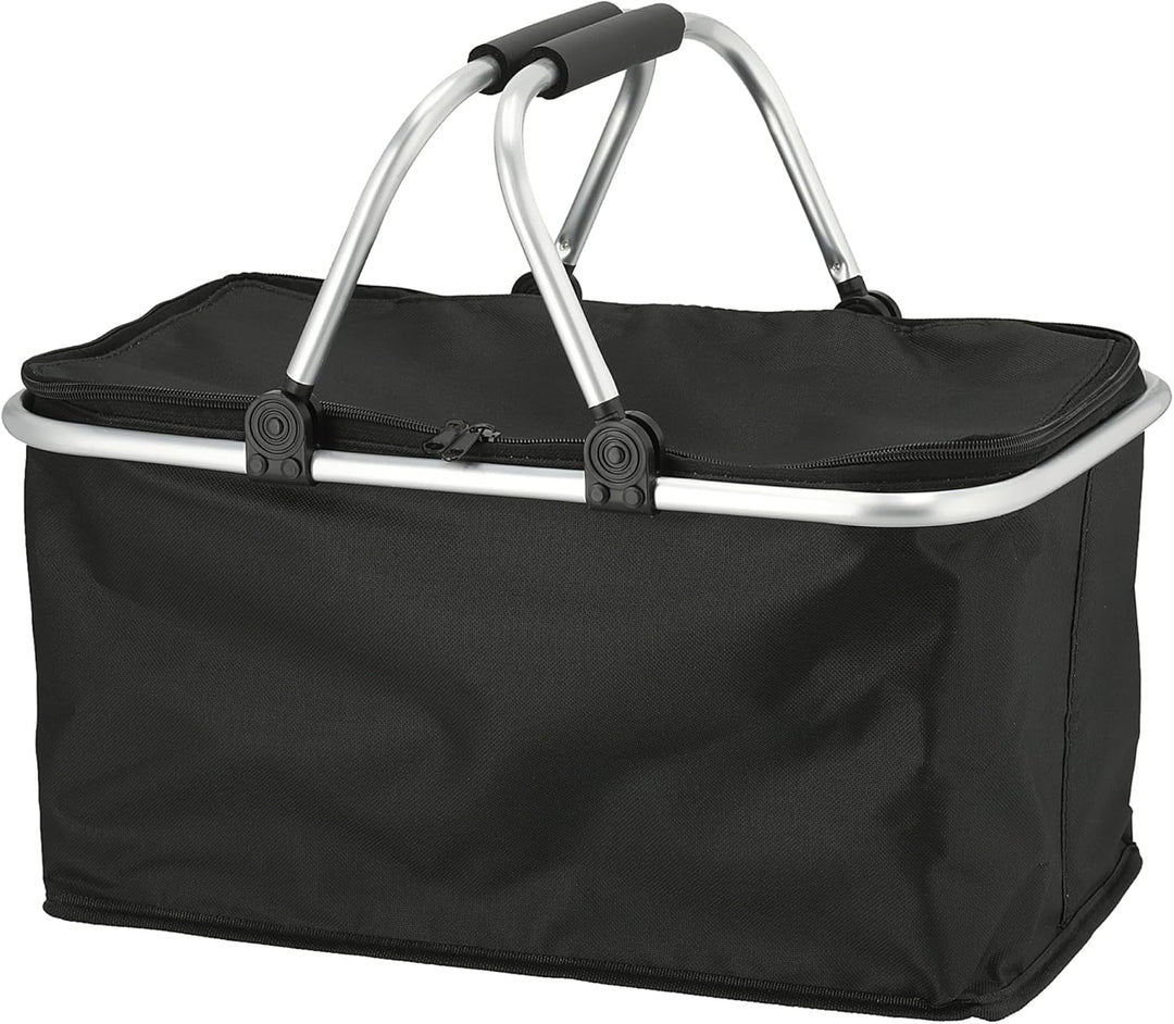 Einkaufskorb 30 Liter schwarz mit Kühlfunktion - 48 x 24 cm - Thermo Einkaufstasche mit Zwei Griffen