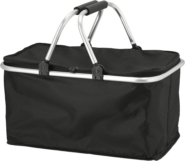Einkaufskorb 30 Liter schwarz mit Kühlfunktion - 48 x 24 cm - Thermo Einkaufstasche mit Zwei Griffen