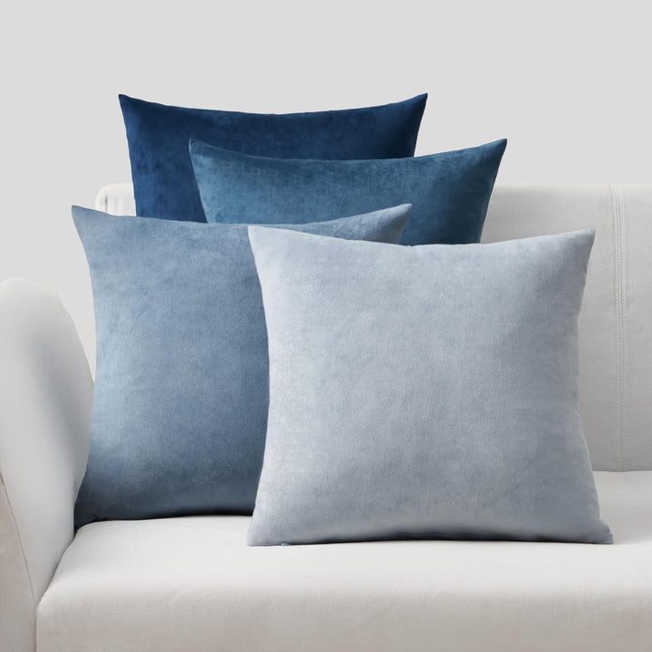 Topfinel Kissenbezug 50x50 blau 4er Set Samt Kissenbezüge Kissenhülle Dekokissenbezug sofakissen dek