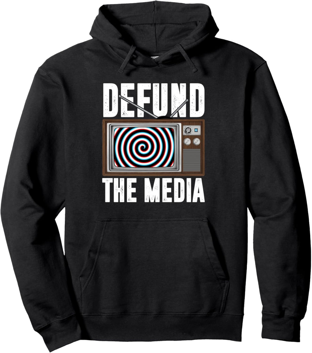 Defund The Media - Protest Fake News Political Brainwashing Pullover Hoodie