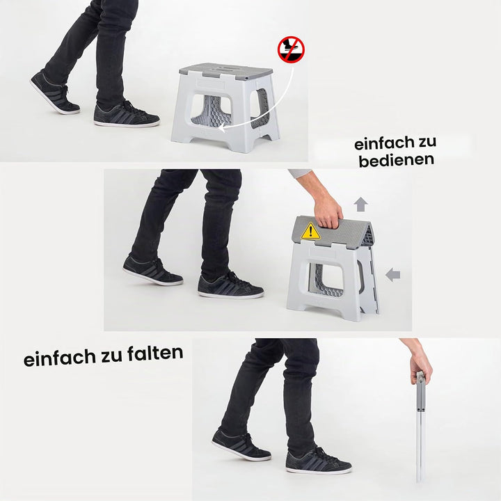 VIGAR Compact Tritthocker klappbar 27 cm mit Griffen Compact Grau 27 cm, Compact Grau 27 cm