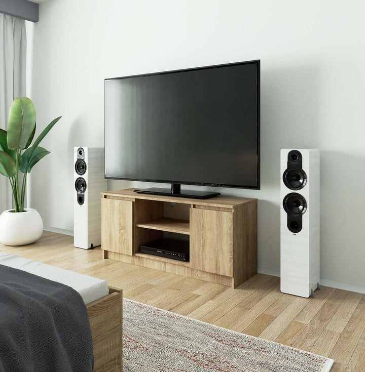 AKORD Fernsehkommode K-120 | EIN offenes Regalfach | 2 Ablagen mit Türen Links und rechts | H55 x B1