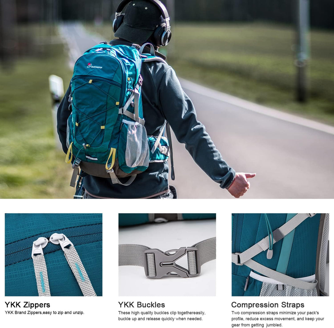 MOUNTAINTOP 40L Wanderrucksack Herren Damen Trekkingrucksack Outdoor Rucksäcke mit Regenhülle für Ca