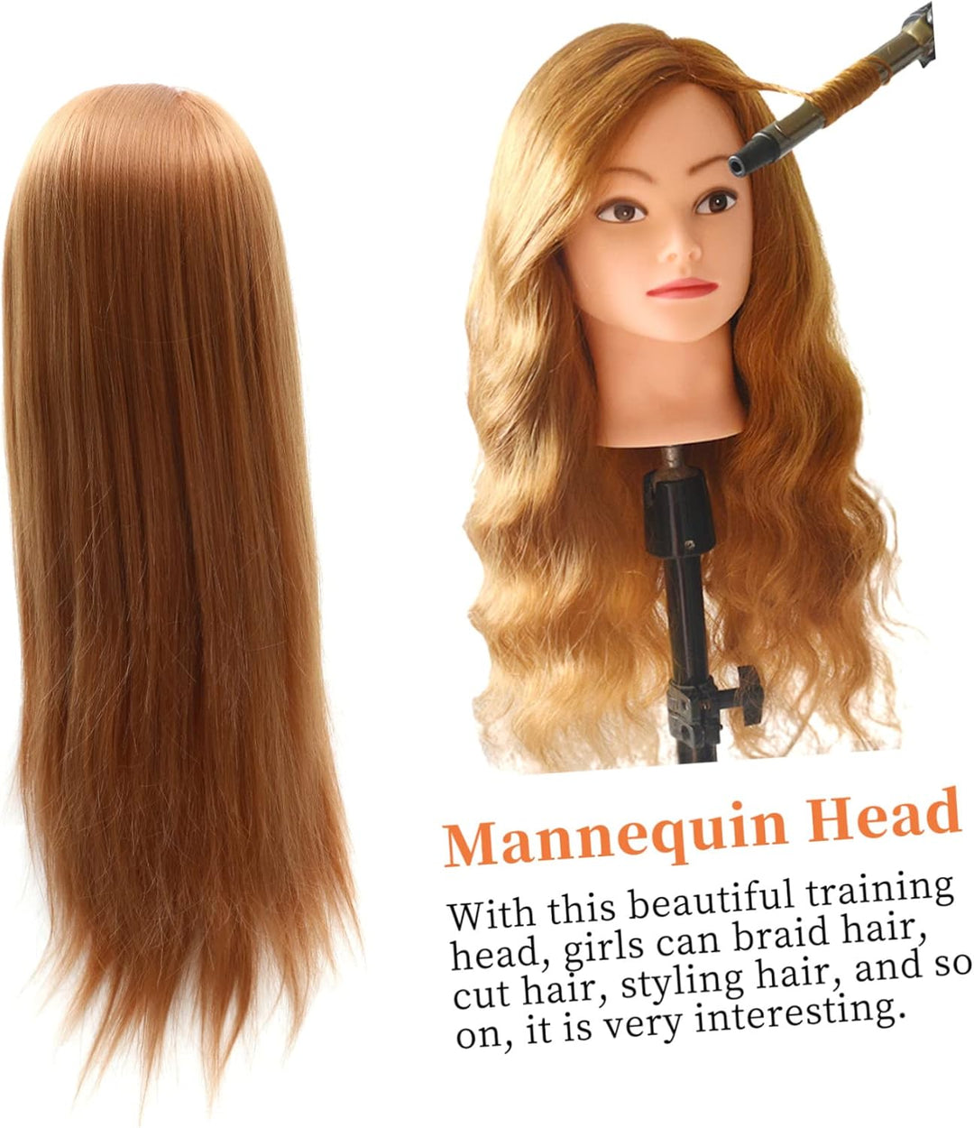 Beavorty Kosmetologie Übungskopf Braiding Mannequin Head Haarstyling Trainingskopf Mit Haare Für Fri
