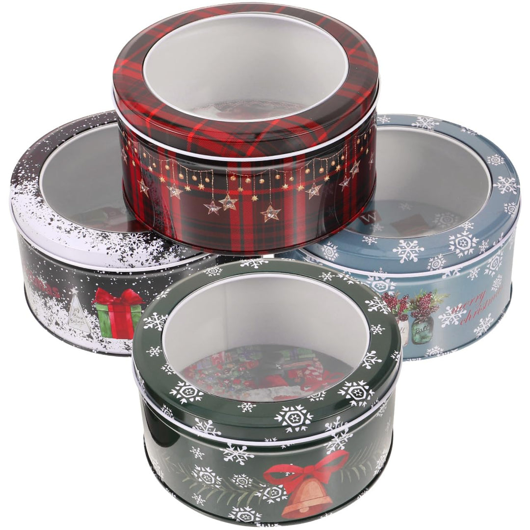 Cabilock 4stücke Keksdose Weihnachten Plätzchendose: Metall Blechdose Mit Deckel Weihnachtskekse Gro