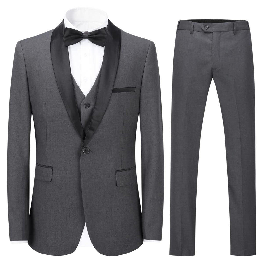 Herren Anzug 3 Teilig Slim Fit Reihe Einfarbig Stoff Business Shawl Kragen Klassisch Tunika XS #987