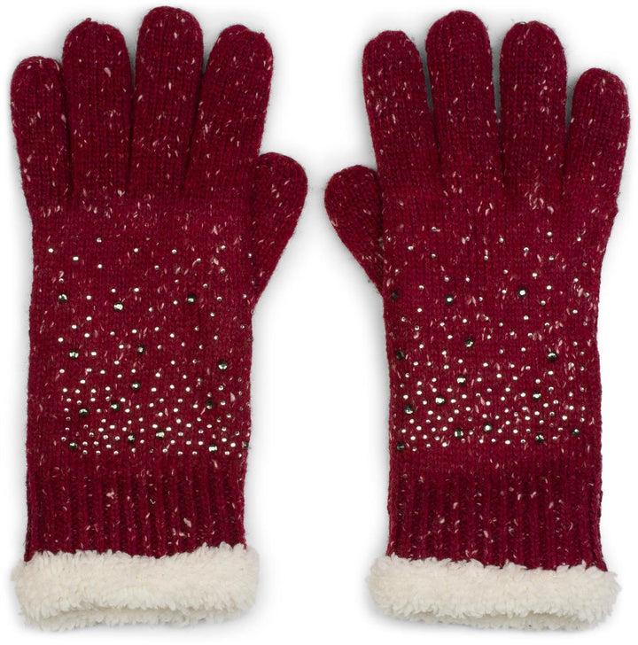 styleBREAKER warme Handschuhe mit Strass und Fleece, Winter Strickhandschuhe, Damen 09010010 Einheit
