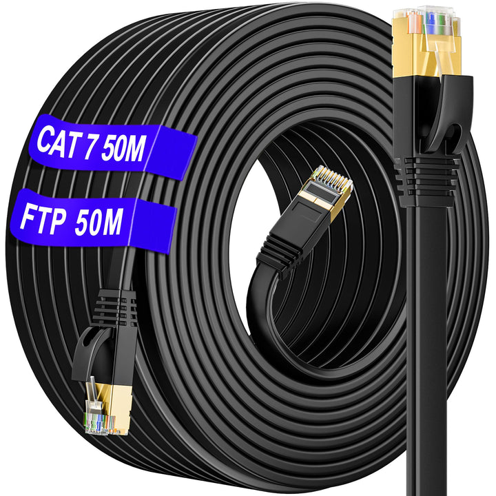 LAN Kabel 50 meter Cat 7 Outdoor & Indoor, Netzwerkkabel 50m S/FTP Hochgeschwindigkeits 10Gbit/s 600