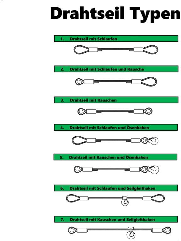 ALFA LOGISTIK Anschlagseil 8mm Durchmesser 5m Länge mit Haken und Öse – Drahtseil mit Haken - Stahls