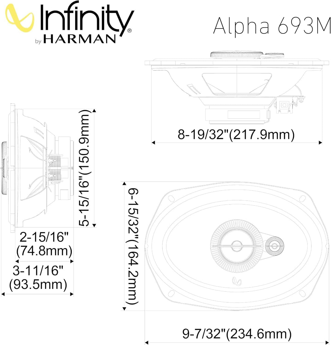 Infinity Alpha 693M 3-Wege Koaxial Lautsprecher Auto 152x22cm, 6x9 Zoll, von Harman Kardon Car HiFi