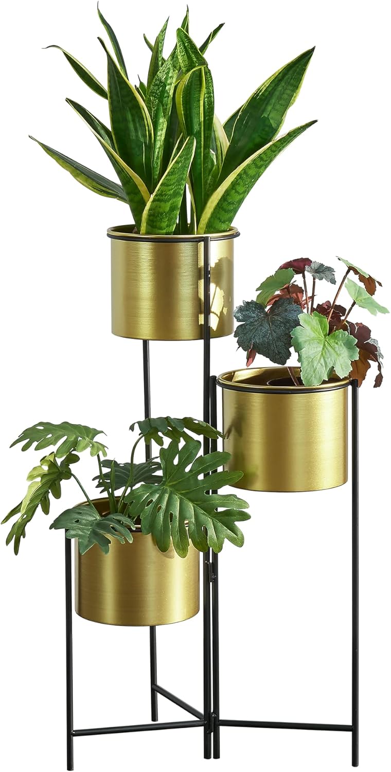 [en.casa] Pflanzständer Haasdonk 3-TLG. Blumenständer Blumentopfhalter Pflanztopfhalter Klappbar Met
