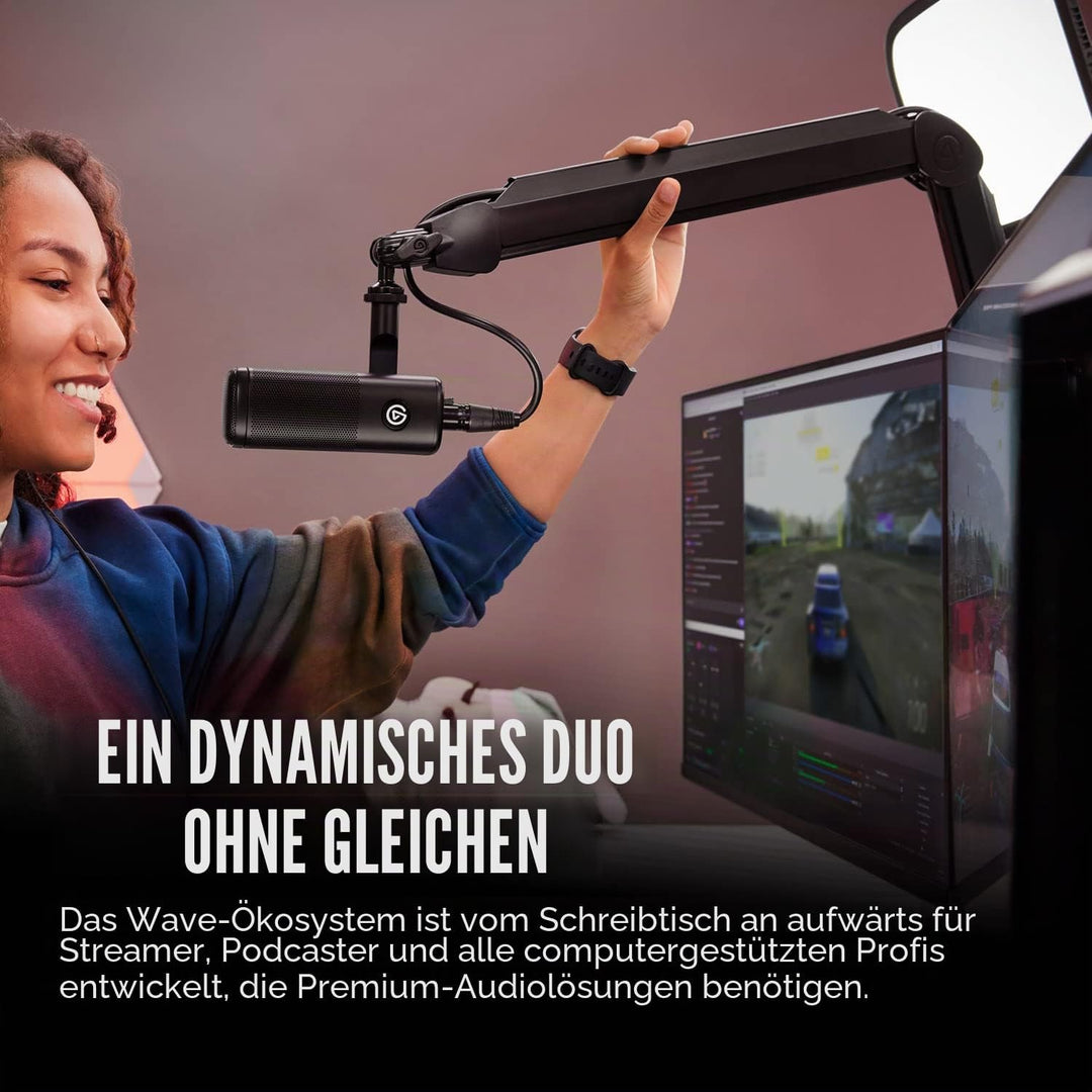 Elgato Wave DX – Dynamisches XLR-Mikro &amp; Wave Mic Arm - Premium Streaming Boom Arm mit Kabelkanälen