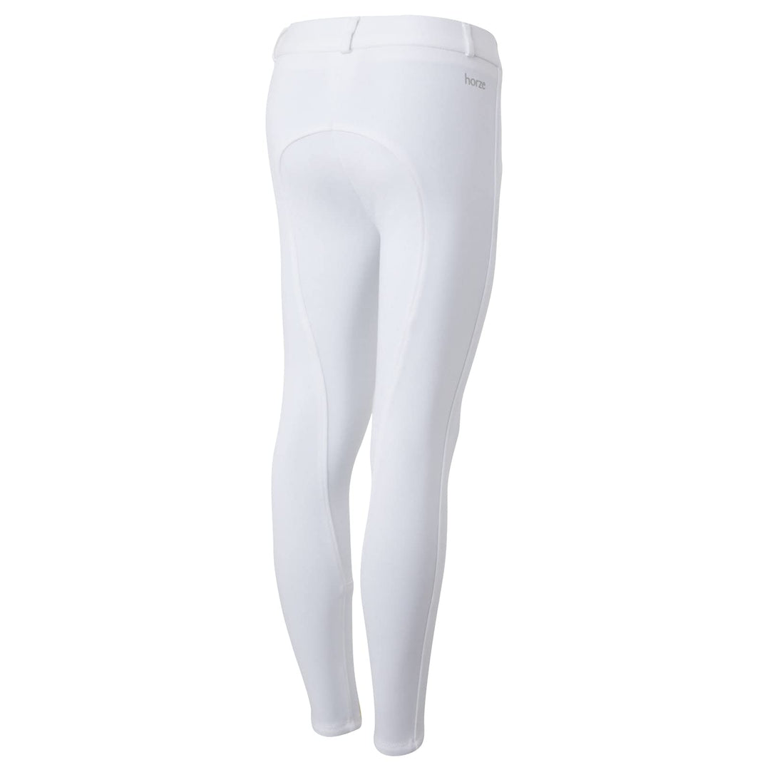 HORZE Kinder Reithose Active, Vollbesatz Reithose Mädchen mit Silikon 8 Weiss, Weiss 8