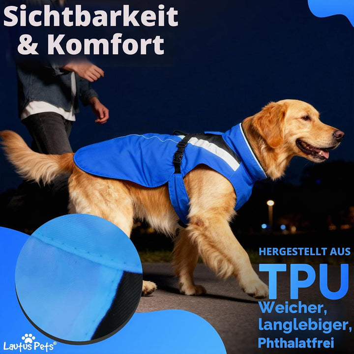 Wasserdichter Hunderegenmantel, reflektierenden Sicherheitsstreifen & Leinenöffnung – Leichte, Jacke