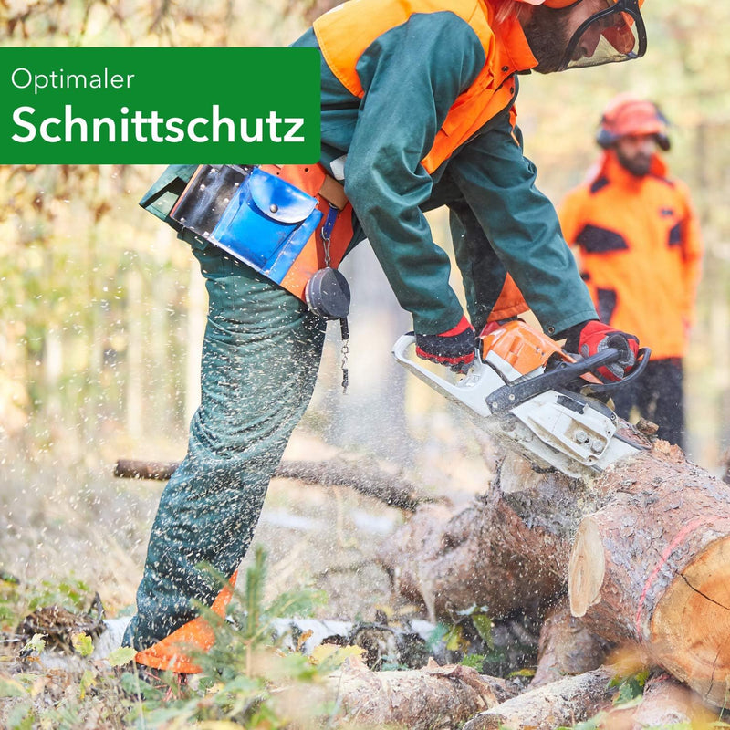 Profi Schnittschutzlatzhose KWF Latzhose Schnittschutzhose Forsthose- Gr. 46, Grün Orange, 46