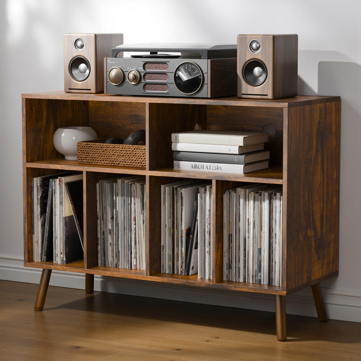 Plattenspieler-Ständer mit Schallplattenaufbewahrung, Vinyl-Plattenregal mit Präsentationsfläche, Sc