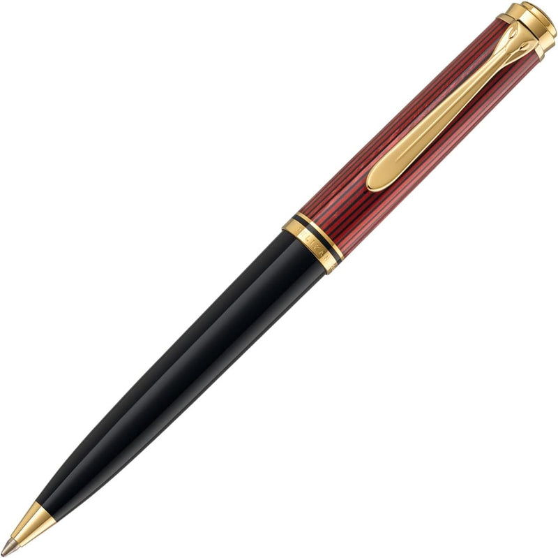 Pelikan Kugelschreiber Souverän 600, Schwarz-Rot, hochwertiger Drehkugelschreiber im Geschenk-Etui,