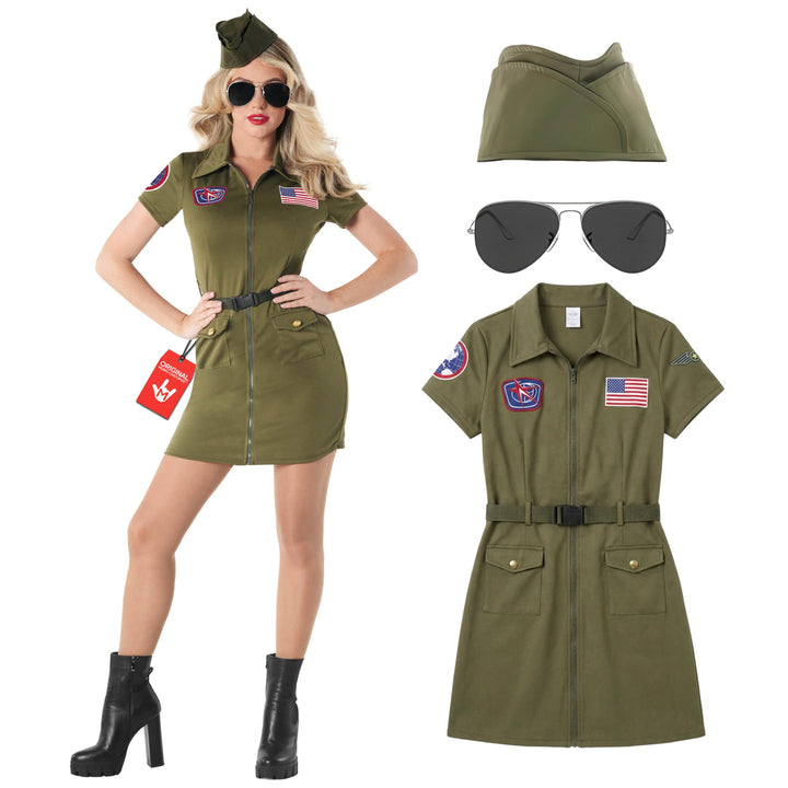 Fun Shack Jet Pilotin Kostüm Damen, Kostüm Damen Pilotin, Kostüm Pilotin Damen, Kampfpilot Kostüm Da