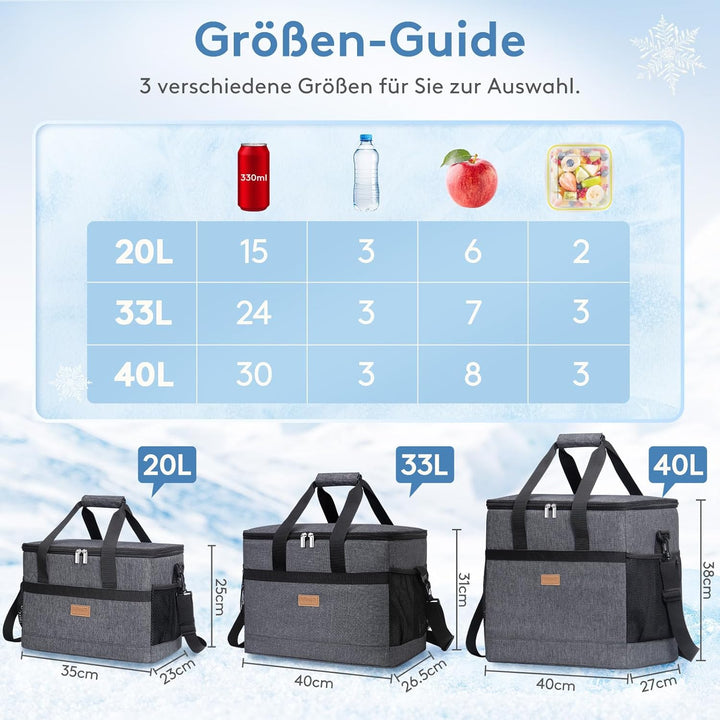Lifewit 40L Kühltasche Gross faltbar Kühlkorb Kühlbox Isoliertasche Thermotasche Picknicktasche für