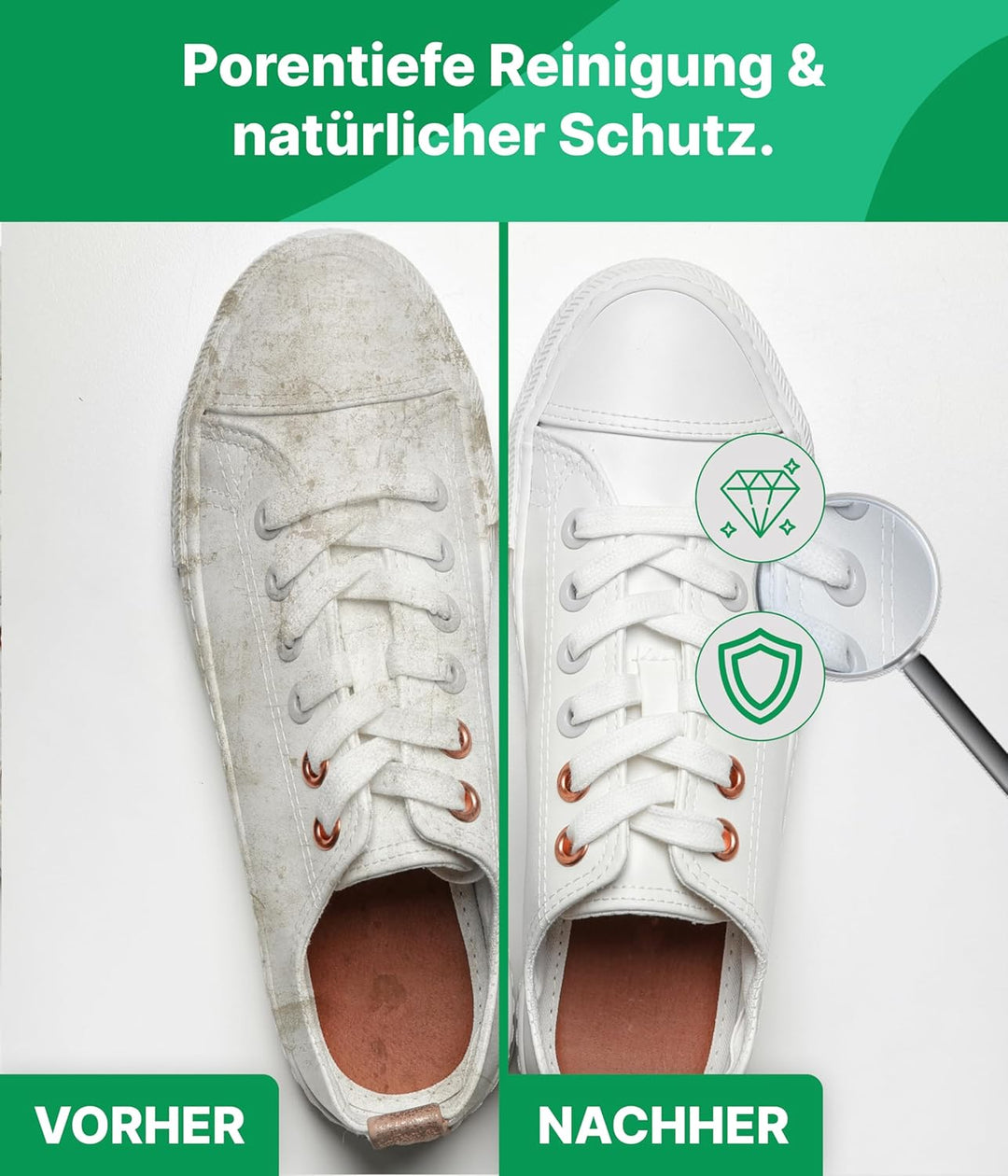 Emma Grün® Sneaker Cleaner Reinigungsset 250ml [Bürste + Imprägnierspray] - Nachhaltiges Komplettset